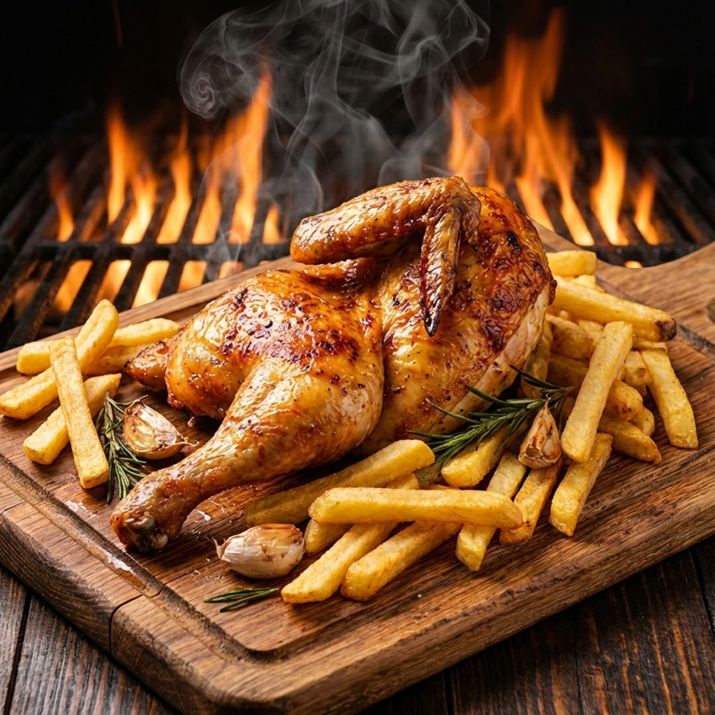 Promo Medio Pollo con Papas Delivery